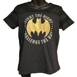 DC Comics Batman Black Mesh Football Jersey Shirt Junior’s Small